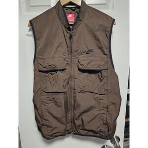 Nike Tech Woven Vest Men Large Brown Full Zip